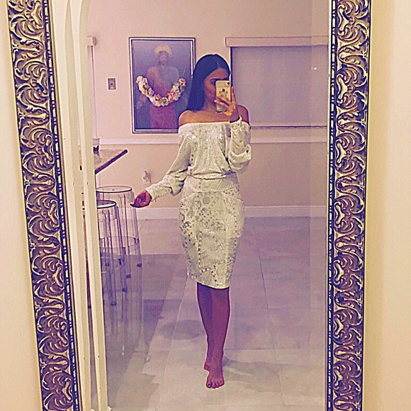 Vintage White & Silver Janine Dress, size Small - Picture 2 of 8